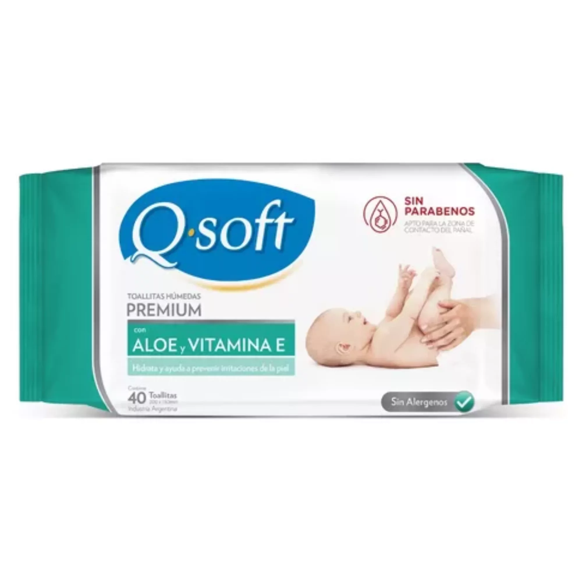 Toallitas Qsoft Vitamina E y Aloe Vera x 40 unidades